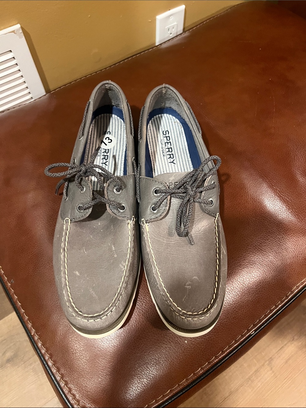 Sperry Men’s Brown Leather Moc-Toe Boat Shoes